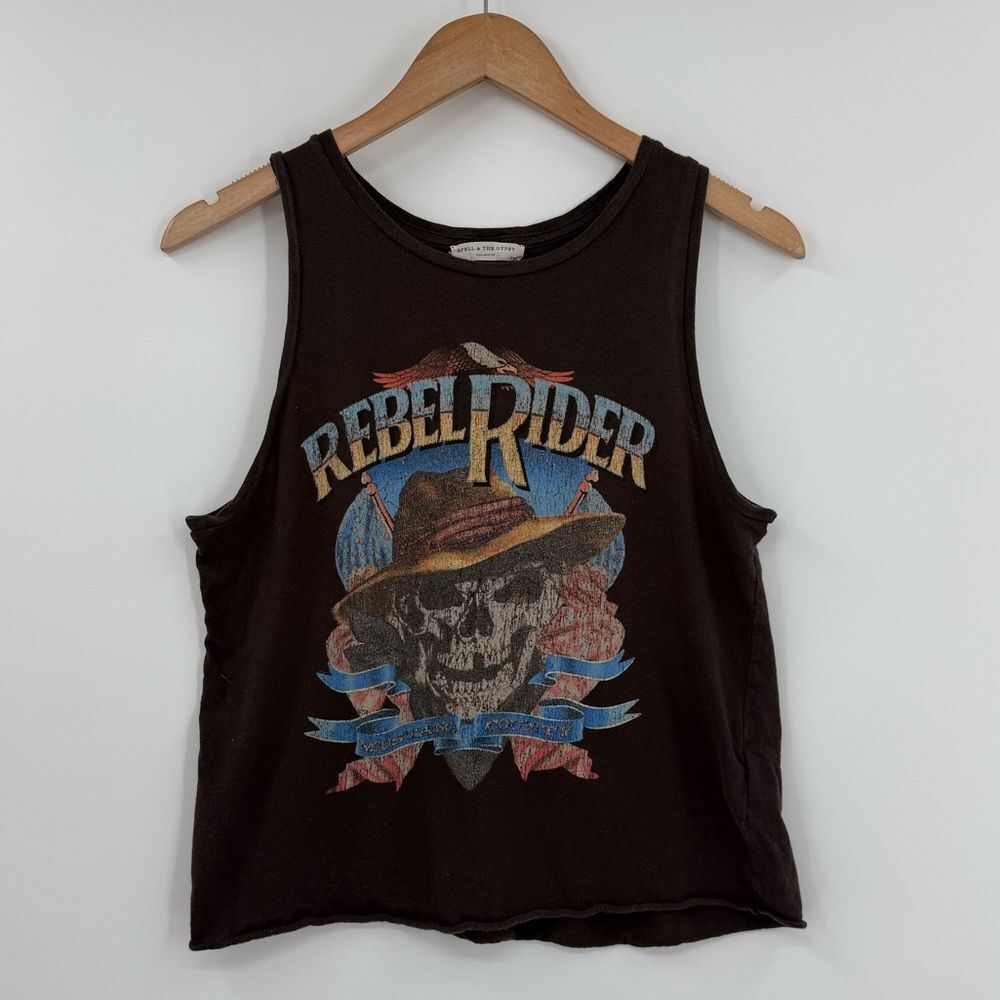 Spell & The Gypsy Collective Rebel Rider Cropped Tank Top in Charcoal | XXS